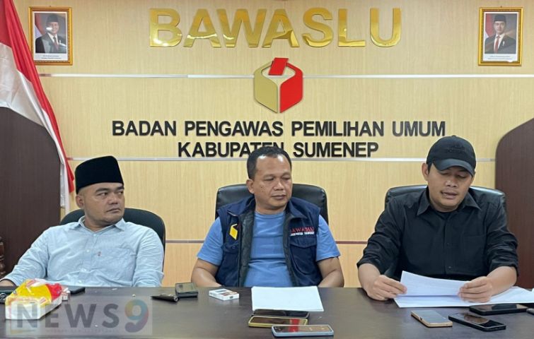 Foto: Badan Pengawas Pemilihan Umum (Bawaslu) Kabupaten Sumenep,saat konferensi pers, @by_News9