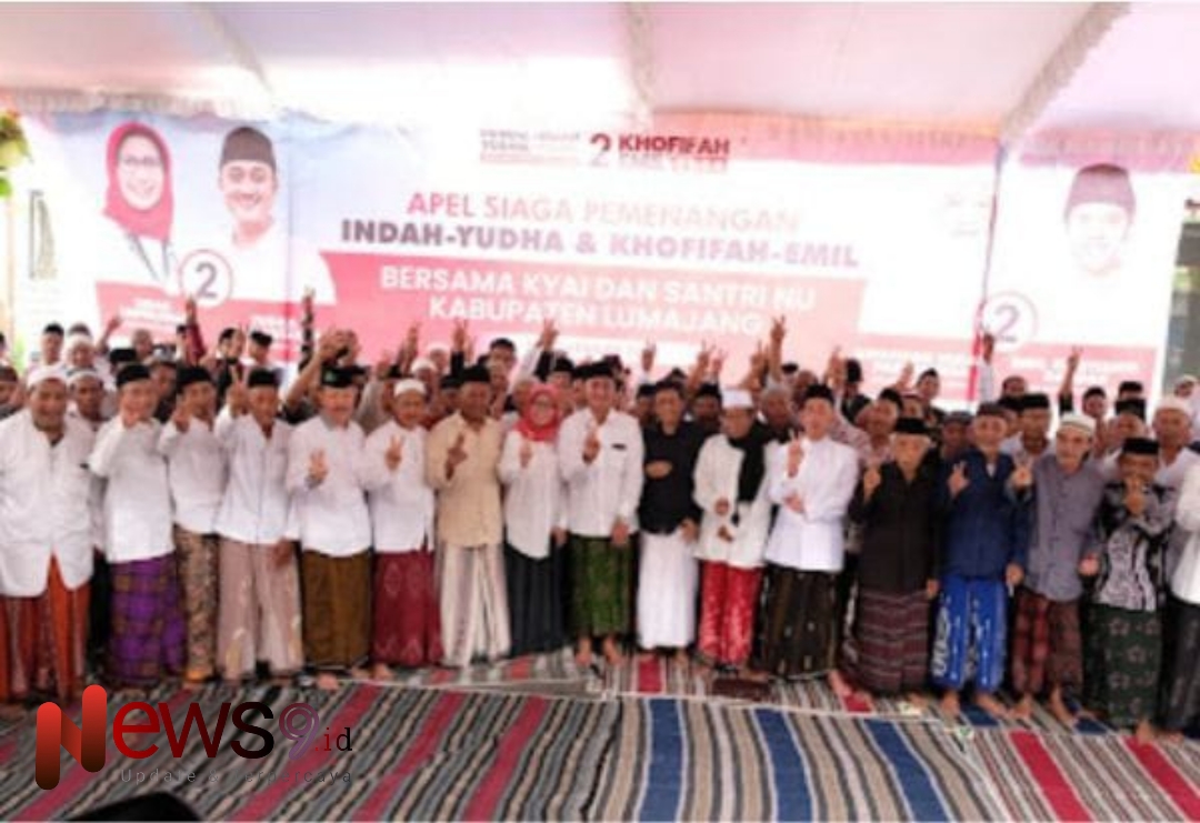 Foto: Kyai dan Gus Nahdlatul Ulama (NU) Lumajang berkumpul dalam apel siaga, @by_News9.id
