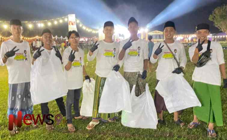 Foto: Tim Semut Putih Santri Milenial Sumenep selalu garcep dalam membersihkan sampah kegiatan FAHAM, @by_News9.id