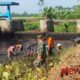 Foto: Sertu Maer Iswanto bergotong-royong bersama warga Himpunan Petani Pemakai Air (Hippa), @by_News9.id