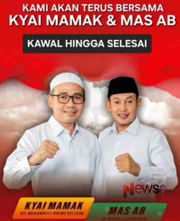 Foto: Poster pernyataan sikap mengawal Kyai Mamak - Mas AB Paslon MANDAT Pilkada Sampang, @by_News9.id