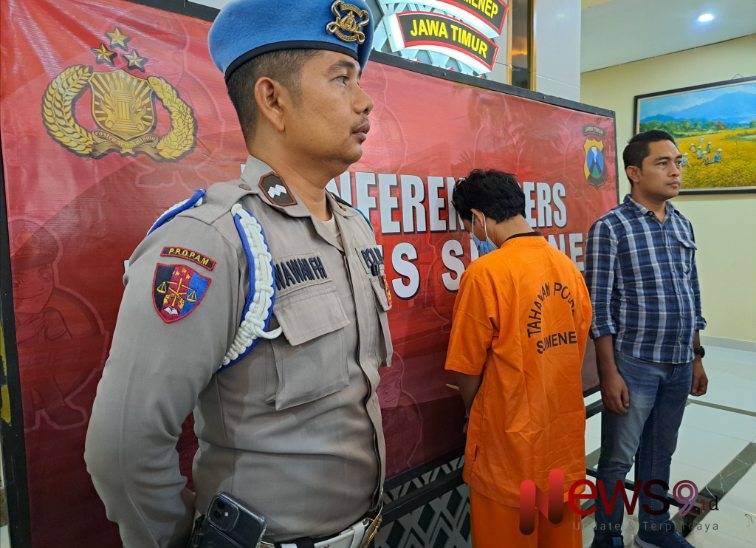 Foto: Oknum anggota DPRD Sumenep dari Fraksi PPP saat konferensi pers di Mapolres setempat, @by_News9.id