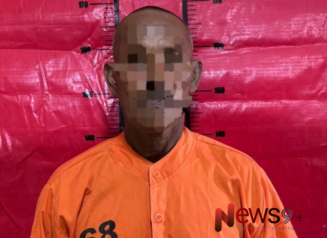 Foto: Pelaku KA (59) yang merupakan ayah tiri korban, @by_News9.id