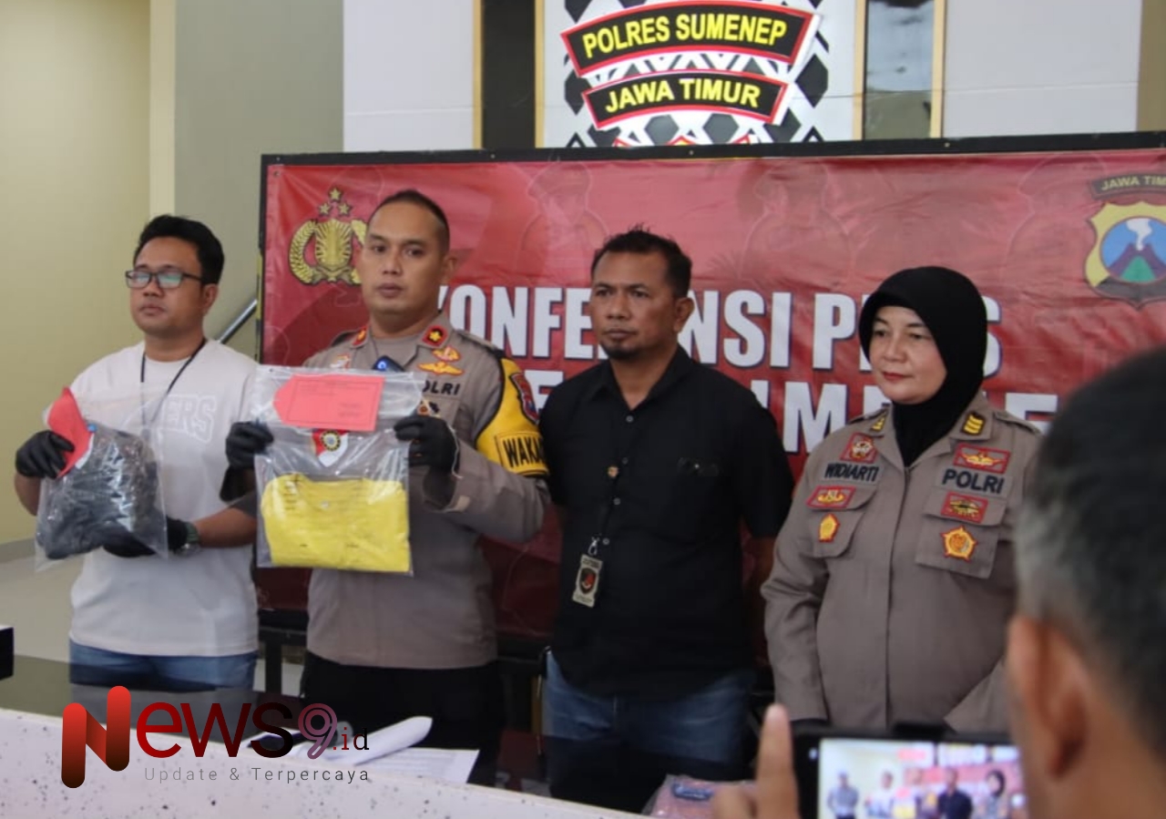 Foto: Wakapolres, Kompol Trie Sis Biantoro, S.Pd., S.I.K., M.H., didampingi Kasatreskrim, Kanit Resmob dan Kasi Humas Polres Sumenep, @by_News9.id