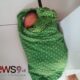 Foto: Bayi laki-laki yang masih lengkap dengan ari-arinya di depan Masjid Al-Kaudzar, @by_News9.id