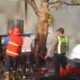 Foto: Petugas Damkar saat melakukan pemadaman gudang tempat penyimpanan rongsokan yang terbakar, @by_News9.id
