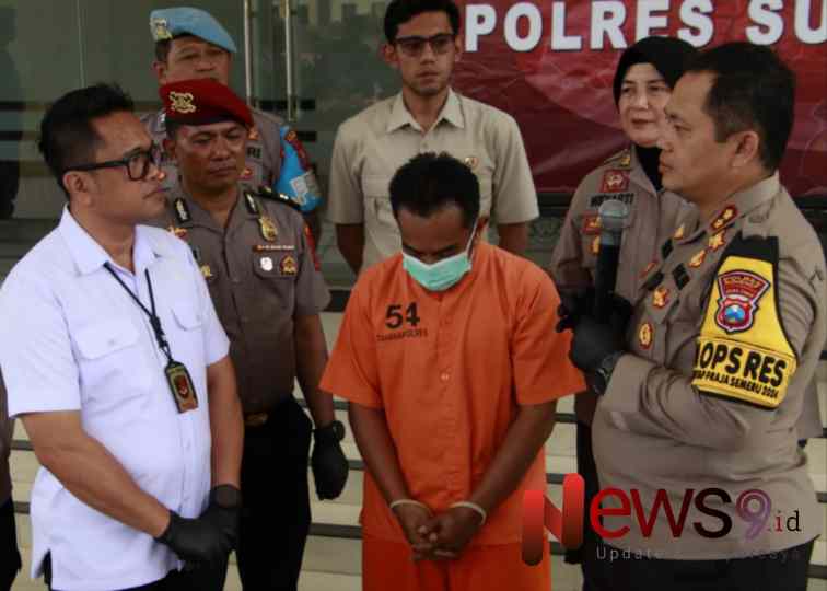 Foto: Tersangka AH (46), seorang petani yang merupakan suami korban, @by_News9.id