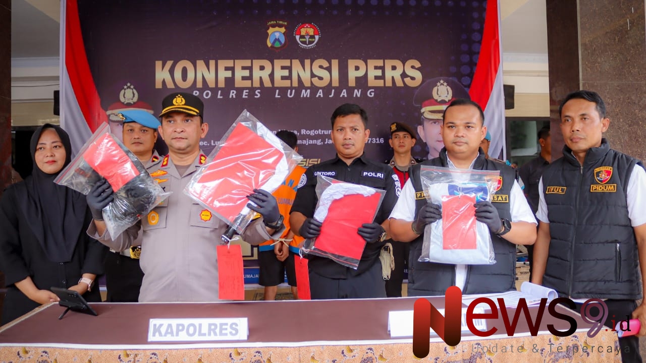 Foto: Kapolres Lumajang, AKBP Alex Shandy Siregar rilis ungkap kasus pembunuhan. @by_News9.id