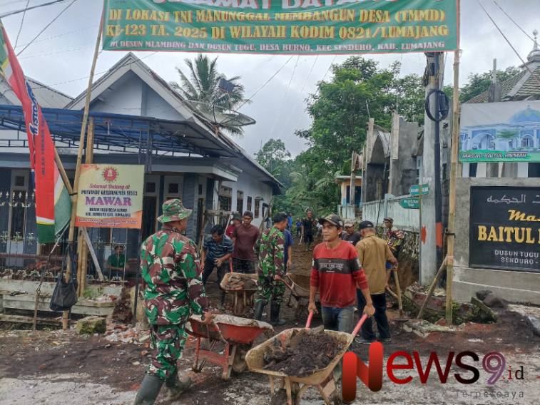 Foto: Pra TNI Manunggal Membangun Desa (TMMD) ke-123 dengan fokus pada pelebaran badan jalan. @by_News9.id