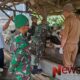 Foto: Letda Inf Iriayanto, turut mendampingi tim medis dalam pelaksanaan penyuntikan hewan ternak. @by_News9.id