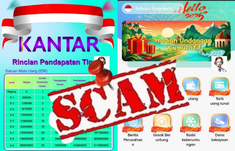 Foto: Aplikasi Kantar yang selama ini sudah dicurigai sebagai money game penghasil uang, hari ini terbukti scam. @by_News9.id