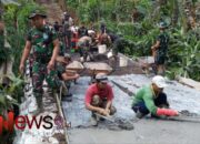 Satgas TMMD ke-123 Kodim 0821/Lumajang Bersama Warga Gencarkan Pengecoran Jalan di Dusun Tugu