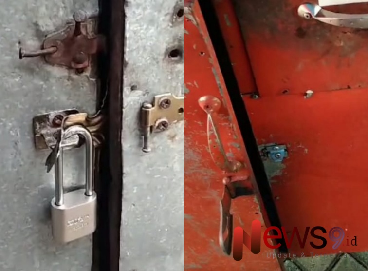 Foto: Rombong (gerobak) mengalami kerusakan pada gemboknya. @by_News9.id