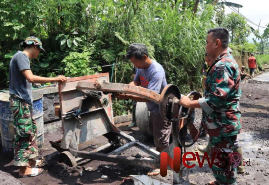 Foto: Proses pengerjaan rabat beton. @by_News9.id