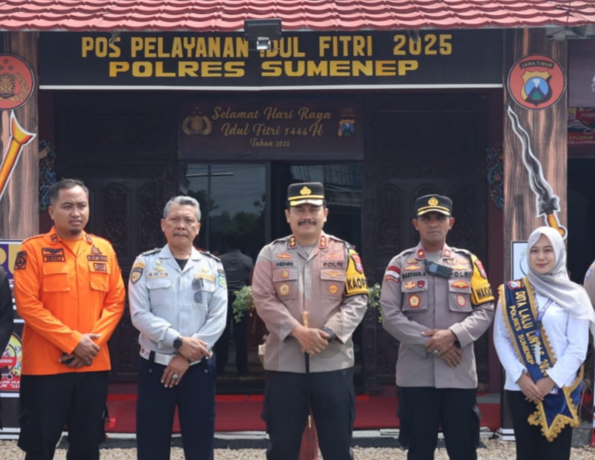 Foto: Kapolres Sumenep, saat mengecek Pos Pengamanan (Pos Pam) dan Pos Pelayanan (Pos Yan). @by_News9.id