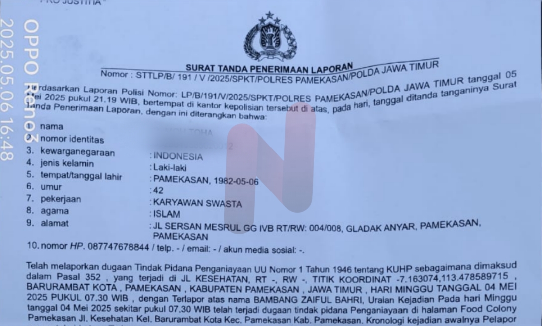 Foto: Surat laporan ke Polres Pamekasan. @by_News9.id