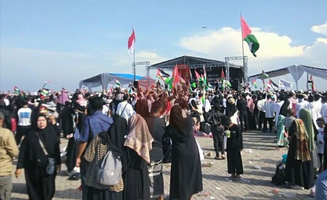 Foto: Peduli Palestina (LPP) saat menggelar Tabligh Akbar bela Palestina. @by_News9.id