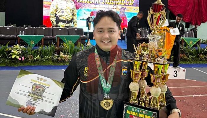 Personil Polres Lamongan, Bripda Sholeh Maulana, Raih Emas Kelas G Dewasa Putra
