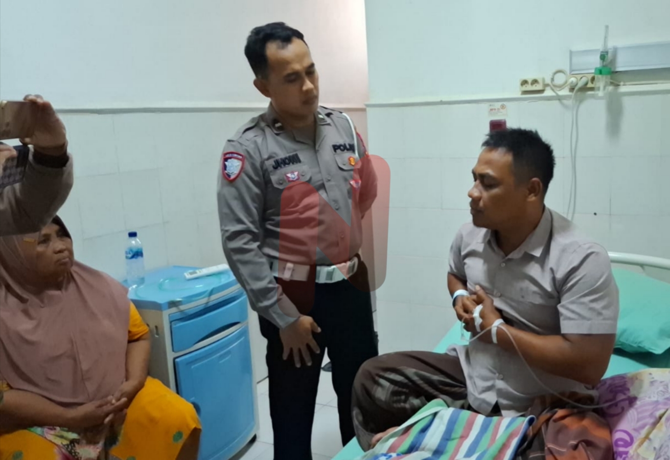 Foto: Suhermanto, 41 tahun, Pegawai Dishub Kabupaten Sampang, saat di mintai keterangan oleh polisi di RSUD setempat. @by_News9.id