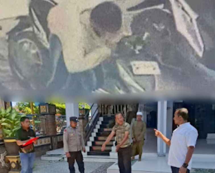 FOTO: Hasil tangkapan layar yang terekam CCTV saat hendak bobol kunci dan Olah TKP oleh Polisi. @by_News9.id