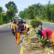 FOTO: Dinas Lingkungan Hidup (DLH) saat mengerjakan penataan ulang area pintu masuk utama kabupaten. @by_News9.id