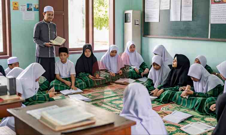 Foto: (ilustrasi) Ustadz SN, anak dari pengasuh pesantren di Desa Angkatan, Kecamatan Arjasa, bersama santri @by_News9.id