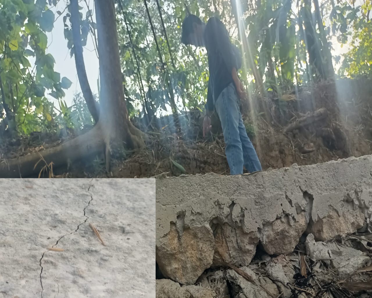 FOTO: Ketua GAWAT Moh. Rifadi saat investigasi jalan rabat beton di kampung duko dusun kapasan desa baturasang. Selasa (22/7). @by_News9.id