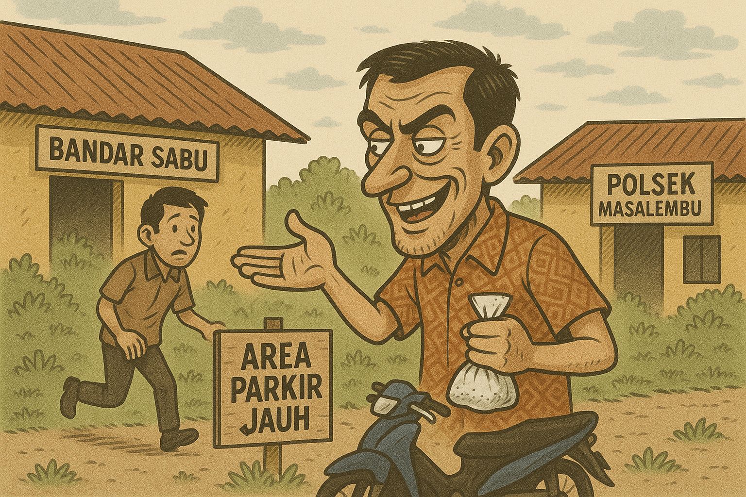 FOTO: (ilustrasi) Sepeda motor pembeli yang diinstruksikan agar parkir jauh dari rumah pengedar demi menghindari kecurigaan. @by_News9.id