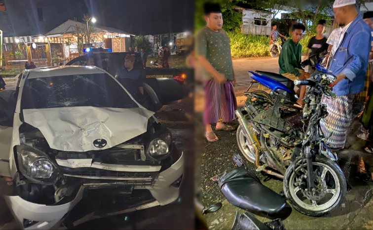 FOTO: Insiden yang melibatkan sepeda motor dan sebuah mobil pribadi. @by_News9.id