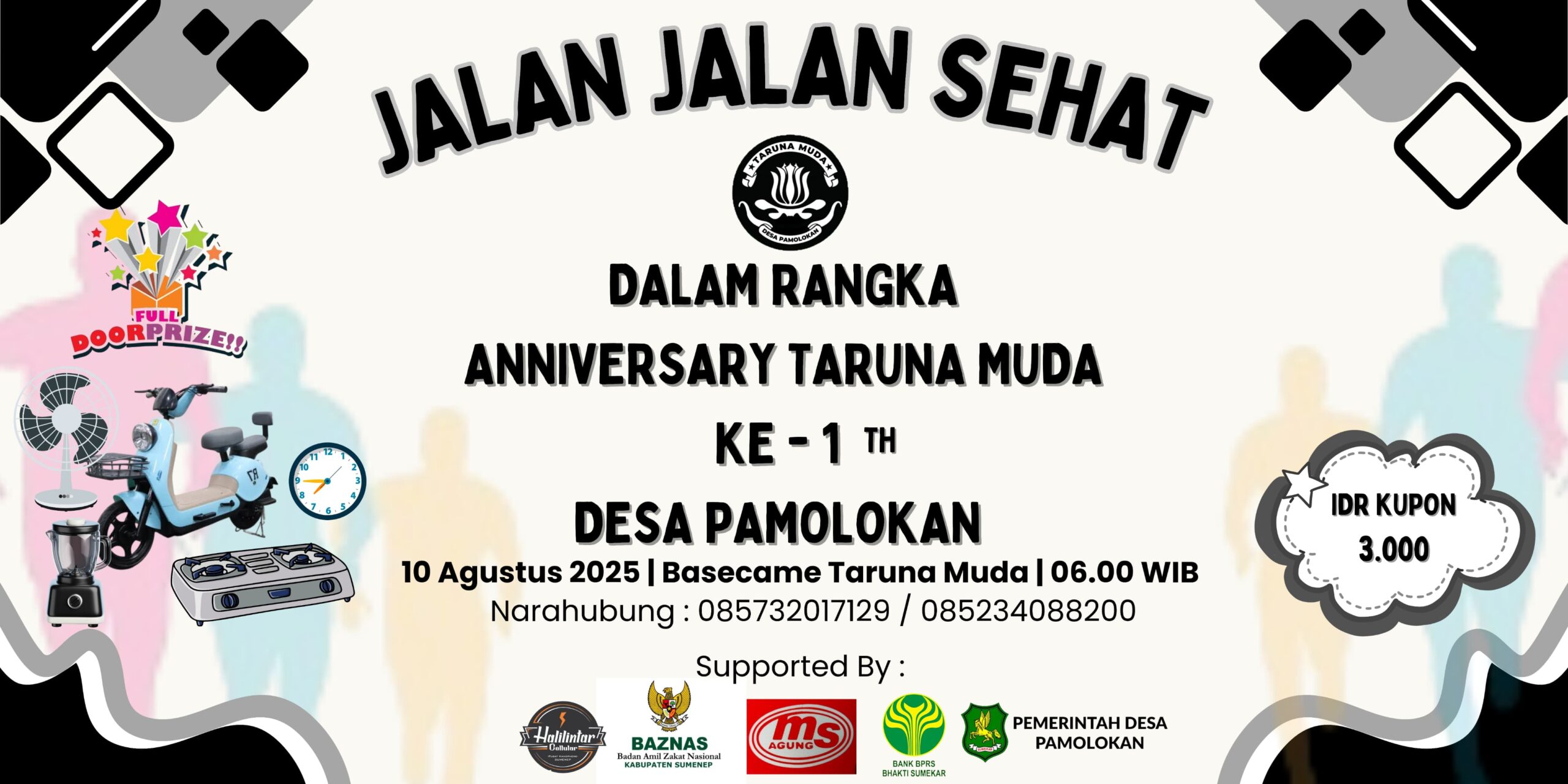 Flyer Organisasi Taruna Muda Desa Pamolokan, Kecamatan Kota, Kabupaten Sumenep, menggelar Jalan Jalan Sehat (JJS). @by_News9.id