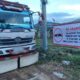 Flyer larangan aktivitas bongkar muat barang di area jalan raya yang berdekatan dengan wilayah PT Garam. @by_News9.id
