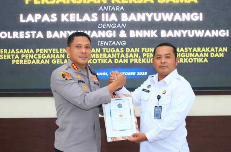Teken Kerja Sama dengan Polresta dan BNNK, Lapas Banyuwangi Tegaskan Langkah Pencegahan dan Pemberantasan Narkoba