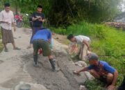 Pemdes Mambulu Barat Perbaiki Jalan Rabat Beton Rusak akibat Truk Berat