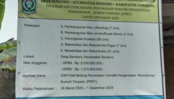 Program DAK PPKT di Desa Senduro Diduga Dananya Diselewengkan Diperiksa Kejaksaan