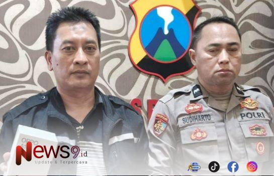 FOTO: Joko Dwi Heri Purnomo (kiri) banit Reskrim Polsek Masalembu saat menunjukkan barang bukti HP milik Rudyanto. @by_News9.id