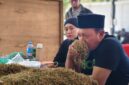 FOTO: H. Gufron, saat proses pembelian dengan pemeriksaan dan penilaian kualitas tembakau di gudang utama Haswal Group. @by_News9.id