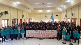 FOTO: Himpunan Mahasiswa Prodi (HMP) Pendidikan Guru Sekolah Dasar (PGSD) Universitas PGRI Sumenep pada kegiatan sosialiasasi ormawa. @by_News9.id