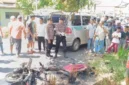 FOTO: Kendaraan yang dikendarainya terbakar di lokasi kejadian. @by_News9.id