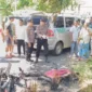 FOTO: Kendaraan yang dikendarainya terbakar di lokasi kejadian. @by_News9.id