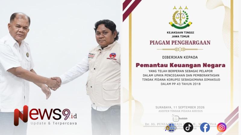 FOTO: Ketua Umum PKN Patar Sihotang  dan Ketua PKN Madura Raya Abd Holik serta Piagam dari Kejaksaan Tinggi Jawa Timur. @by_News9.id