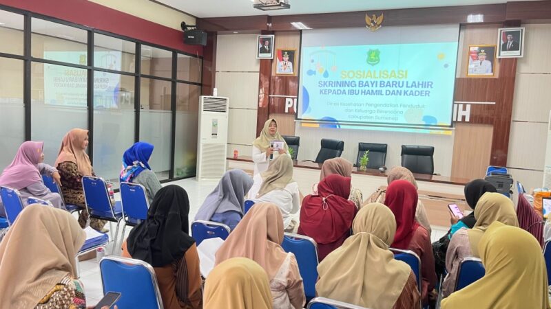 FOTO: Sosialisasi skrining bayi baru lahir kepada ibu hamil dan kader kesehatan. @by_News9.id
