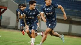FOTO: Laskar Sape Kerrab pada sesi latihan menjelang laga melawan Persijap Jepara. @by_News9.id