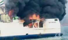 KMP Batumandi Terbakar di Selat Sunda