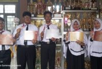 FOTO: Lima siswa SMP Integral Luqman Al Hakim Sumenep yang berhasil meraih medali dalam ajang HKIMO. @by_News9.id
